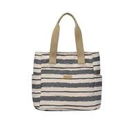 Wdbild Sac à bandoulière à rayures assorti pour femme, sac à main pliable, sac fourre-tout décontracté en toile, grande capacité, gris