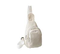 Wdbild Sac à bandoulière décontracté en velours côtelé pour femme, sac de poitrine pour voyage, randonnée, sport, course à pied, blanc