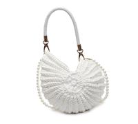 Wdbild Sac à bandoulière élégant pour femme - Sac à main tissé à la main - Poignée supérieure - Coquillages tissés à la main - Sac à main en crochet - Coquillages, blanc, One Size