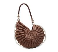 Wdbild Sac à bandoulière élégant pour femme - Sac à main tissé à la main - Poignée supérieure - Coquillages tissés à la main - Sac à main en crochet - Coquillages, café, One Size
