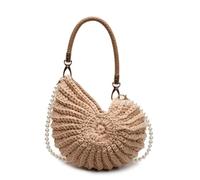 Wdbild Sac à bandoulière élégant pour femme - Sac à main tissé à la main - Poignée supérieure - Coquillages tissés à la main - Sac à main en crochet - Coquillages, kaki, One Size