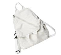 Wdbild Sac à dos, sac à bandoulière pour femme, couleur unie, sac à dos, sac à bandoulière en toile, style japonais, sac d'école pour l'automne et l'hiver, blanc, taille unique