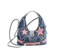 Wdbild Sac à main pour femme avec étoile à cinq branches - Sac à bandoulière en jean - Sac à bandoulière simple pour voyage quotidien - Sac à main élégant en jean - Motif étoiles