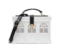 Wdbild Sac à main vintage en acrylique en forme de maison avec poignée supérieure pour femme, blanc