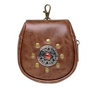 Wdbild Sac banane médiéval en cuir PU gaufré avec porte-monnaie rétro pour Halloween, accessoire de costume, marron, Taille unique