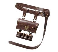 Wdbild Sac banane médiéval en simili cuir avec 4 bouteilles de potion en liège pour déguisement de magicien fantaisie, cosplay, renaissances, Sac avec ceinture, Taille unique
