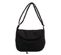 Wdbild Sac fourre-tout pour femme, sac à bandoulière décontracté, couleur unie, sac à main de grande capacité, sac à main pour étudiants, sac d'école, Noir