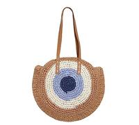 Wdbild Sac fourre-tout tissé à la main avec fermeture éclair, sac à bandoulière en paille, sac de plage de grande capacité, sac à main pour les promenades dans la rue, kaki
