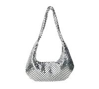 Wdbild Sacs à bandoulière pour femme - Sac à main fourre-tout à paillettes métalliques - Pochette à fermeture éclair - Couleur unie - Pour femme, Argenté., One Size