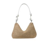 Wdbild Sacs à main de grande capacité pour femmes en paille tissée sac à bandoulière sac de vacances femme sac de plage sac fourre-tout bord de mer, blanc