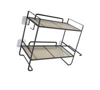 Wdbild Solution de rangement compacte pour salle de bain - 2 niveaux - Étagère en fer avec étagères ouvertes et crochet - Multifonction - Étagère murale de salle de bain sans perçage