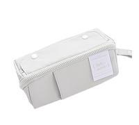 Wdbild Trousse à crayons multifonction de grande capacité en toile, trousse de rangement de maquillage pour fille et femme, grande capacité, gris