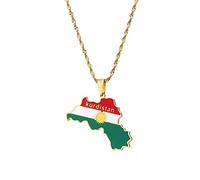 WDBUN Collier Pendentif Bijoux Kurdistan Maps Drapeau Pendentif Collier Unisexe Bijoux pour Femmes Hommes Mode Noël Date d'anniversaire Cadeau