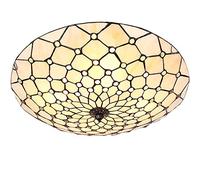 WDBZTJ Lustres LED Style Tiffany Plafonniers, LED Lampe De Plafond Moderne En Verre Teinté À Intensité Variable, Suspension En Perles De Cristal Vintage Pour Salon Chambre Cuisine,Jaune,40cm