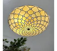 WDBZTJ Plafonnier Style Tiffany, Luminaire Plafond Vitrail Lampe Suspension pour Salon Chambre à Manger Salle à Manger Cuisine Couloir,40cm