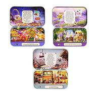 WDC Lot de 3 boîtes de théâtre pour maison de poupée miniature - Kit de meubles miniatures - Kit de meubles miniatures - Cadeau de Saint-Valentin ou de mariage