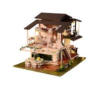 WDC Maison de poupée miniature en bois - Villa de jardin romantique - Modèle 3D - Assemblée - Maison de jouets avec housse de poussière pour amis