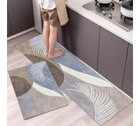 WDCAYQHZ Lot de 2 Tapis de Cuisine Antidérapants,Tapis et Tapis Modernes Lavables,Tapis de Cuisine Devant Evier pour Décoration de La Maison et du Bureau(H,45 * 75cm+45 * 150cm)