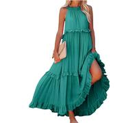 WDCHAOYUE Robe Ado Été Doux Une Ligne Mince Gilet Robe Tunique Uni Loungewear Simpl Dresses Femme Col V Cintrée Armée Verte