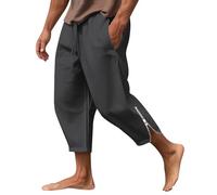 WDCHAOYUE Travail Pantalon Homme Lin Cargo Pantalon Large Homme Pantalon Cargo Homme Travail Jogging Gris Short Jean Homme des Pantalons pour Tous Les Jours Shorts Et Bermudas Homme Noir S