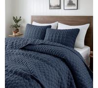 WDCOZY Oversized California Cal King Size Quilt Bedding Sets with Pillow Shams, Navy Blue Lightweight Soft Bedspread Coverlet Bed Cover, All Season Spring Summer, 3 Pieces, 116x106 inches