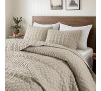 WDCOZY Parure de lit surdimensionnée pour très Grand lit californien avec taies d'oreiller, Beige, Bronze, crème, Couvre-lit léger et Doux, Toutes Saisons, Printemps été, 3 pièces, 294,6 x 269,2 cm