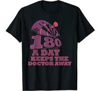 WDCzzFD 180 a Day Keeps The Doctor Away - Funny Darts T-T-Shirts à Manches Courtes Black(Small)