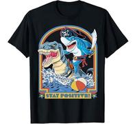 WDCzzFD 28- Funny A Great Week for A Shark to Stay Positive T T-Shirts à Manches Courtes(X-Large)