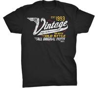 WDCzzFD 30th Birthday Gift T-Shirts à Manches Courtes for Men - Vintage 1993 Aged to Perfection - Racing-30th Birthday Gift(Medium)