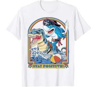 WDCzzFD 33- Funny A Great Week for A Shark to Stay Positive T T-Shirts à Manches Courtes(Small)