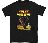 WDCzzFD Arcade Space Invaders Video Game Juego Retro Vintage 80s Gaming Console Aliens 8-Bits Gamer Camiseta T-T-Shirts à Manches Courtes(Small)