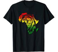 WDCzzFD GUE Africa Map Lion Face Reggae Rasta - Travel Adventurer T-T-Shirts à Manches Courtes Black(Large)