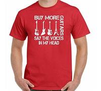 WDCzzFD Guitar T-T-Shirts à Manches Courtes Buy More Mens Funny Guitarist Acoustic Electric Bass Player Band Mens Womens Ladies Unisex(XX-Large)