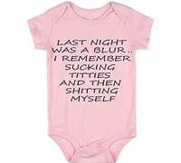 WDCzzFD Last Night Was a Blur i Remember Sucking Titties Then shitting Myself Infant Romper Creeper(Medium)
