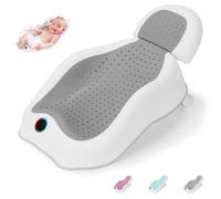 Wddbb Support de bain pour bébé, idéal pour les bébés de moins de 6 mois, avec thermomètre réglable, baignoire inclinée pour nouveau-né, baignoires pour bébés pour les essentiels du nouveau-né (gris)