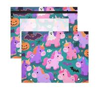 WDdZzyy Adorables licornes roses citrouille pour Halloween Sacs à crayons Sac de rangement portable pour 3 anneaux Reliure 2 paquets Étudiants Fournitures de salle de classe