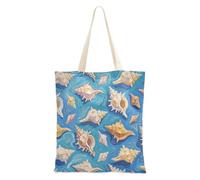 WDdZzyy Art Peinture à l'huile Bleu Coquillage Mer Sac fourre-tout en toile Cadeaux de Noël Sacs fourre-tout en toile en vrac