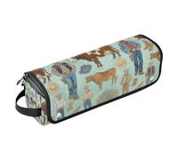 WDdZzyy Art Peinture Vert Western Cowboy 2 en 1 Organisateur d'outils capillaires avec tapis en fer amovible Accessoires de coiffure Organisateur pour outils chauds Fer à friser Fer à friser Fer à