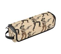 WDdZzyy Beige Rétro Western Cowboy Skull 2 en 1 Organisateur d'outils pour cheveux et tapis résistant à la chaleur Outils chauffants Sac de voyage Organiseur pour fers plats, lisseurs, fers à friser