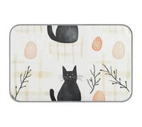WDdZzyy Black Cat Buffalo Plaid Bunny Happy Easter Summer Lit pour chat d'extérieur auto-rafraîchissant 96,5 x 58,4 cm Coussin rafraîchissant pour chien Extérieur Doux Esterilla Refrescante Para