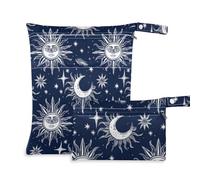 WDdZzyy Boho Moon Lot de 2 sacs de plage réutilisables avec poignées pour bébé Bleu foncé