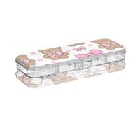 WDdZzyy Boîte à crayons en plastique transparent à deux étages avec motif d'ourson marron mignon avec couvercle à clipser