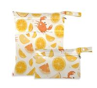 WDdZzyy Cartoon Crab Orange Summer Waterproof Wet Bag Lot de 2 sacs humides pour maillot de bain avec poignées pour salle de sport