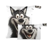 WDdZzyy Cartoon Funny Wolf Happy prop1 Lot de 2 sacs étanches essentiels de voyage pour voler avec poignées pour piscine