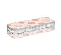 WDdZzyy Cartoon Star Strawberry Clear Pencils Box Double Deck Transparent Pens Case Boxes for Stationery Supplies with Lid