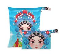 WDdZzyy Chinese Culture Peking Opera Lot de 2 sacs humides anti-désordre pour bébés avec poignées pour couches de bébé Bleu
