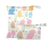 WDdZzyy Eatser Pastel Silhouette Lapin Lot de 2 petits sacs secs lavables pour bébé avec poignées pour voyage