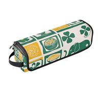 WDdZzyy Elephants Clover Étui de voyage 2 en 1 pour fer à friser avec tapis en fer, outils chauffants, sac de voyage organisateur pour fer à lisser, fer à friser, sèche-cheveux, éléphants vert trèfle