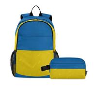 WDdZzyy Ensemble sac à dos et sac à déjeuner pour adolescentes, filles avec drapeau ukrainien, sacs à dos d'école nationale ukrainienne pour filles avec boîte à déjeuner sac à dos 7-10