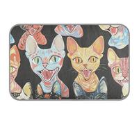 WDdZzyy Esthétique Devon Rex Cats Tapis de refroidissement d'été noir pour chats d'extérieur auto-refroidissant 96,5 x 58,4 cm pour l'extérieur pour chihuahua extérieur non électrique esterilla